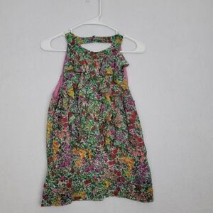ECI Floral Sleeveless Ruffle Sleeveless Blouse Sz 10 Double Layered Back Cutout